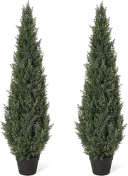 Set 2 Piante di Cedro Artificiale 90 cm Albero Cipresso da Esterno con Vaso