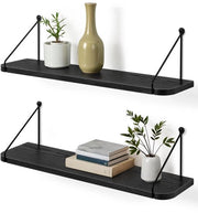 Sistema di archiviazione moderno in design - Nero Legno - Pannello galleggiante - Comparto di archiviazione - Pannello per cucina - MDF duraturo - Set da 2