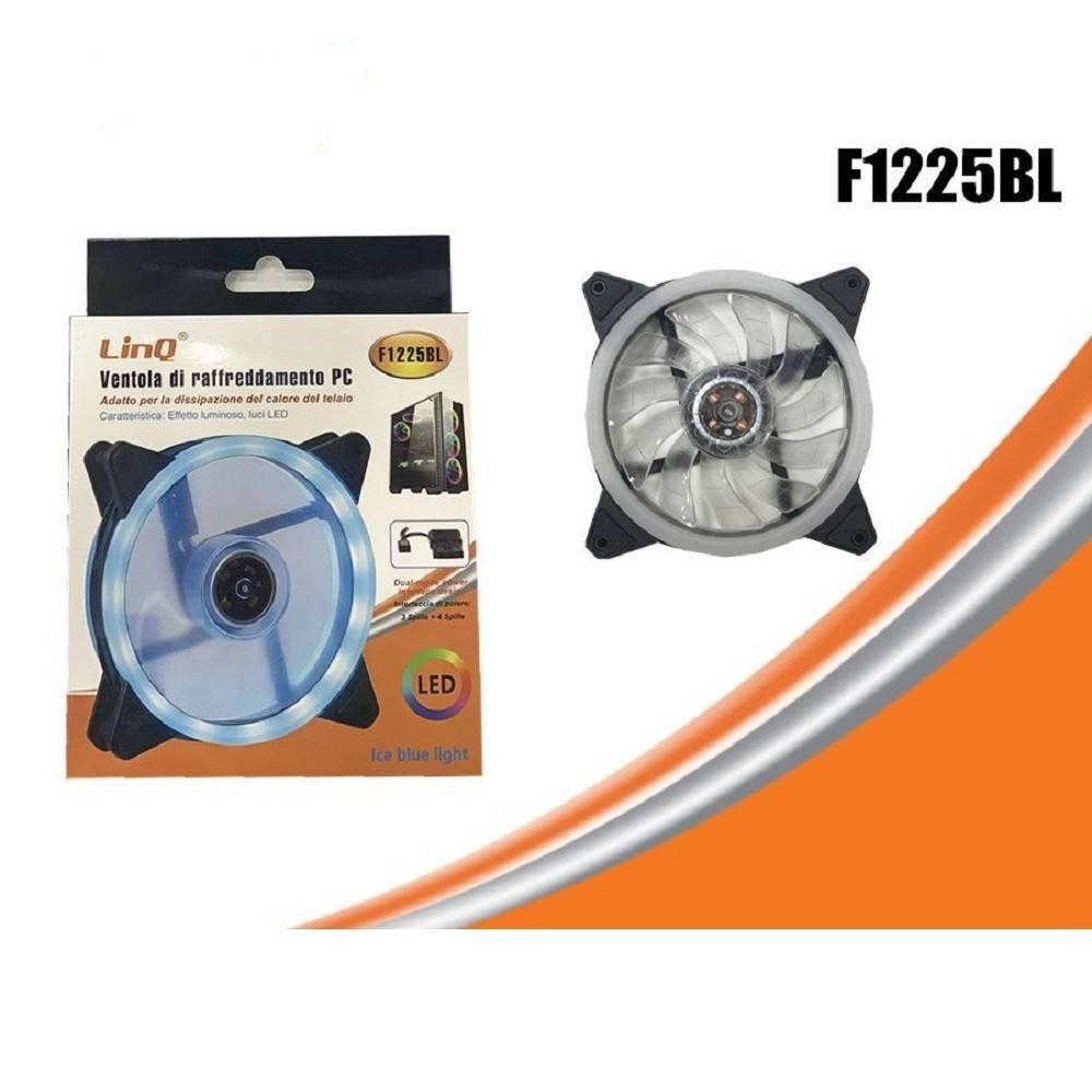 Trade Shop - Ventola Raffreddamento Dissipazione Cooling Fun Per Telaio Pc Con Luce Led F1225bl -