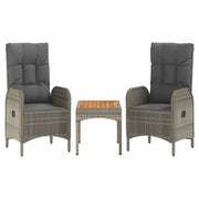 Set Divani da Giardino 3 pz | Set Salotto da Giardino con Cuscini in Polyrattan Grigio