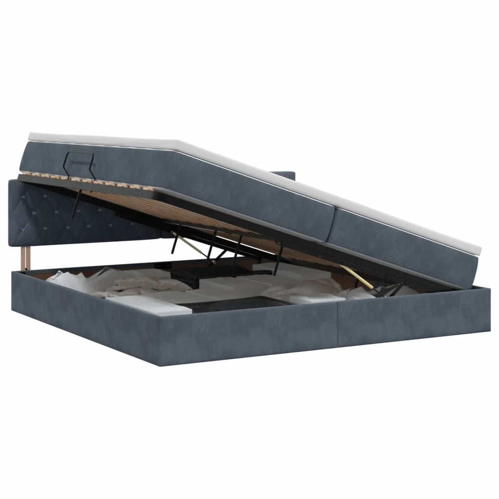 Letto con Contenitore Grigio Scuro 200 x 200 cm Velluto 3458770