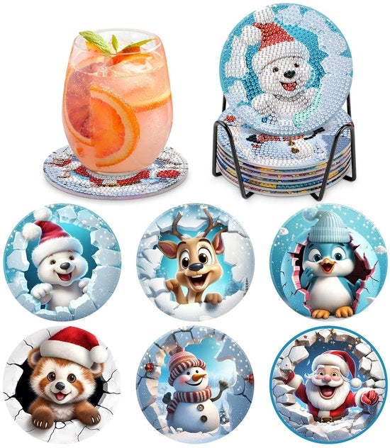 Set di Supporti da 6 - Supporti con Alloggiamento - Supporti in Gomma - Supporti per Diamantarte - Creazione di una Neve Artificiale - Inclusi Diamanti Extra - Diamantarte