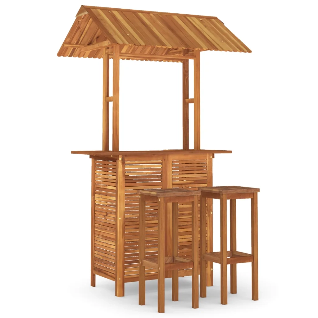 Set da Bar per Giardino 3 pz in Legno Massello di Acacia