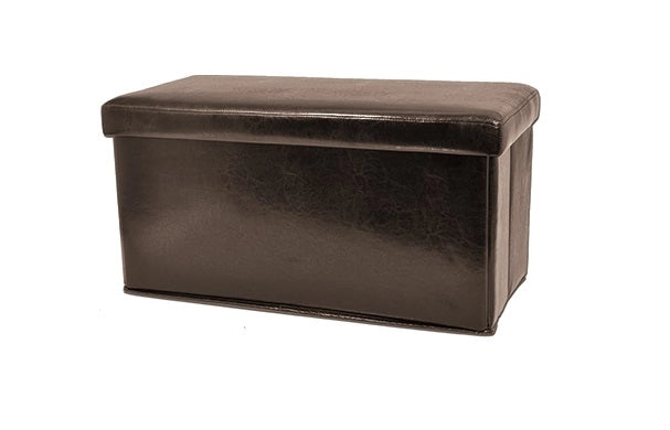 Pouf Contenitore in pelle Rettangolare Marrone 76 x 38 x 38 cm