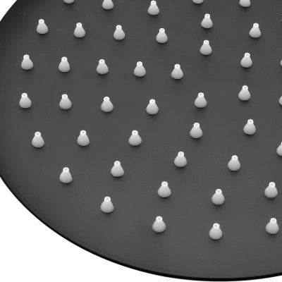 Soffione doccia tondo 30 cm con braccio 33 cm in acciaio nero opaco