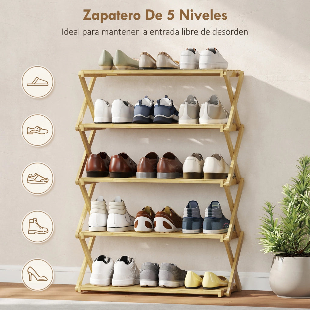 Cassettiera Verticale Pieghevole ¨C zephmum ¨C 5 Livelli Bamb¨´ Naturale