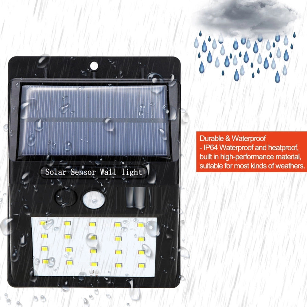 Trade Shop - Faretto Faro 20 Led Con Pannello Solare Sensore Di Movimento E Crepuscolare -
