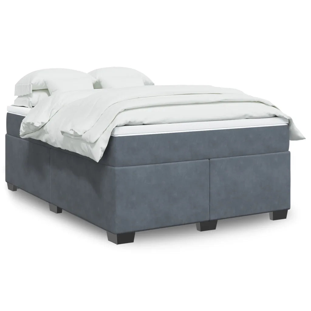 Giroletto a Molle con Materasso Grigio Scuro 160x200 cm Velluto