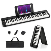 Pianoforte digitale pieghevole 90 x 13 x 5,5 cm con 128 suoni e funzioni Bluetooth design moderno in ABS bianco e nero 20_0018941