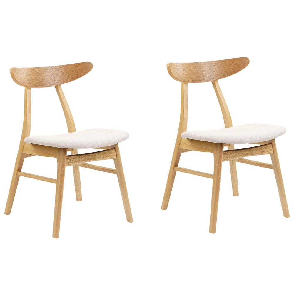 Set di 2 sedie da pranzo in tessuto di poliestere grigio struttura in legno scuro design rustico senza braccioli
