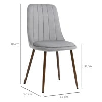 Sedie da Cucina Imbottite, Set 4 Pezzi in Poliestere e Acciaio, 47x55x86 cm, Grigio