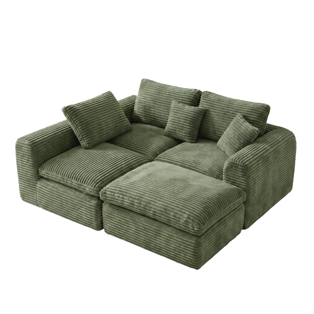 Divano modulare 3 in 1 in schiuma e molle verde