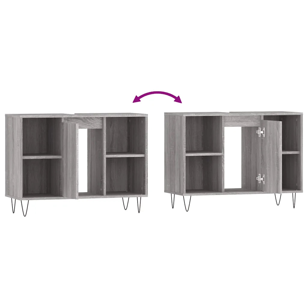 Mobile da Bagno | Armadio da bagno Grigio Sonoma 80x33x60 cm in Legno Multistrato