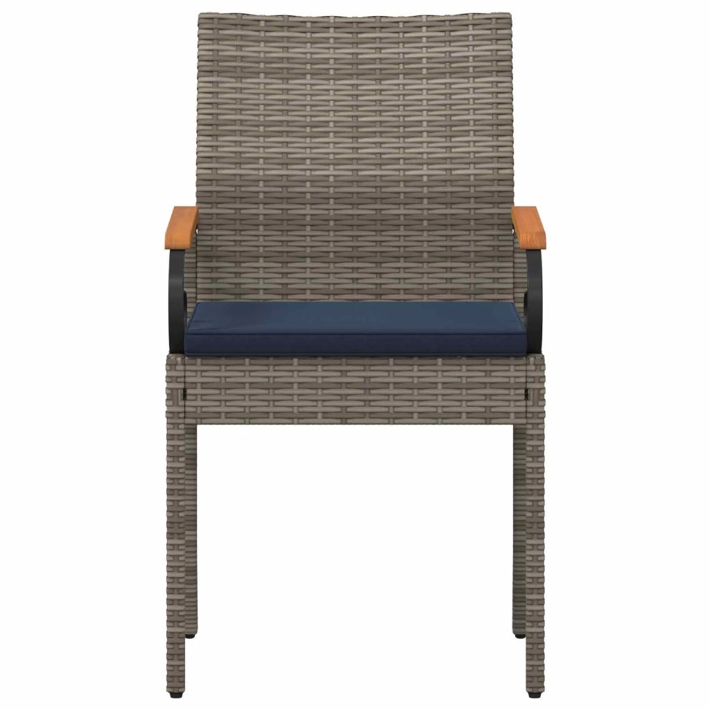 Sedie da giardino 4 pz | Sedie da Esterno Grigio e Blu Navy Polyrattan e acacia
