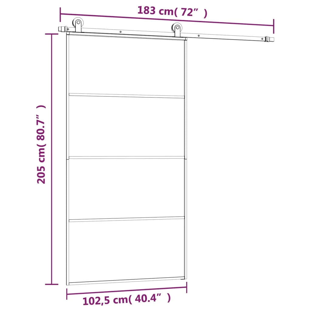 Porta Scorrevole con Ferramenta 102,5x205cm Vetro ESG Alluminio 3152149