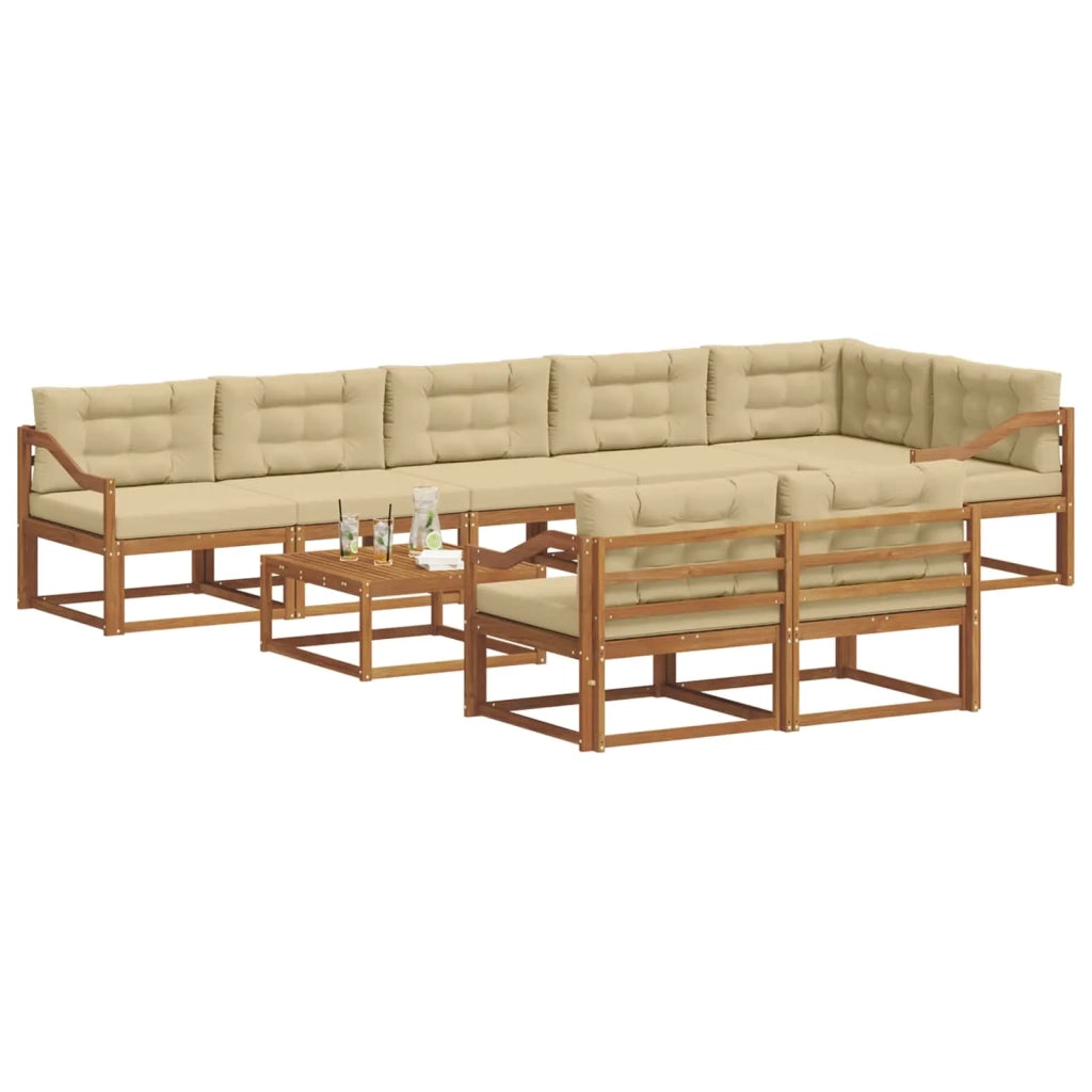 Set di divani da esterno con cuscino 9 pcs Naturale e Beige 3367806