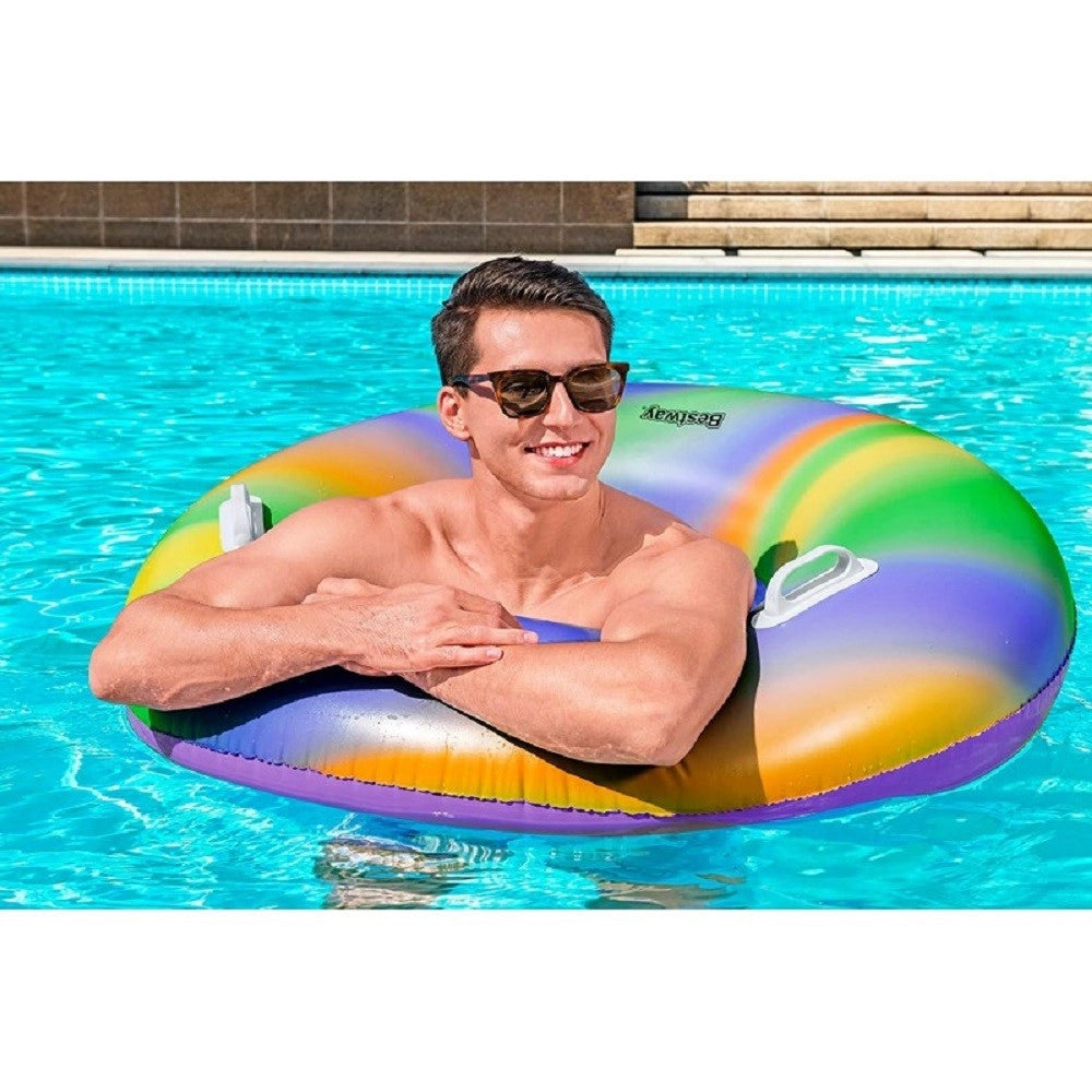 Trade Shop - Salvagente Fashion Rainbow Stampa Multicolore 119 Cm Con Maniglie Piscina 36352 -
