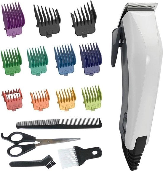 Set di Tondeuse Professionale - con Fila - 16 Parti con 9 Colori Codificati di Lame (1,5-25 mm), Lame, Lame e Spazzola per la Testa - Fili di Acciaio Inossidabile Autoaffilanti - Manico Conico (0,5-2 mm) - Inclusi Accessori di Pulizia