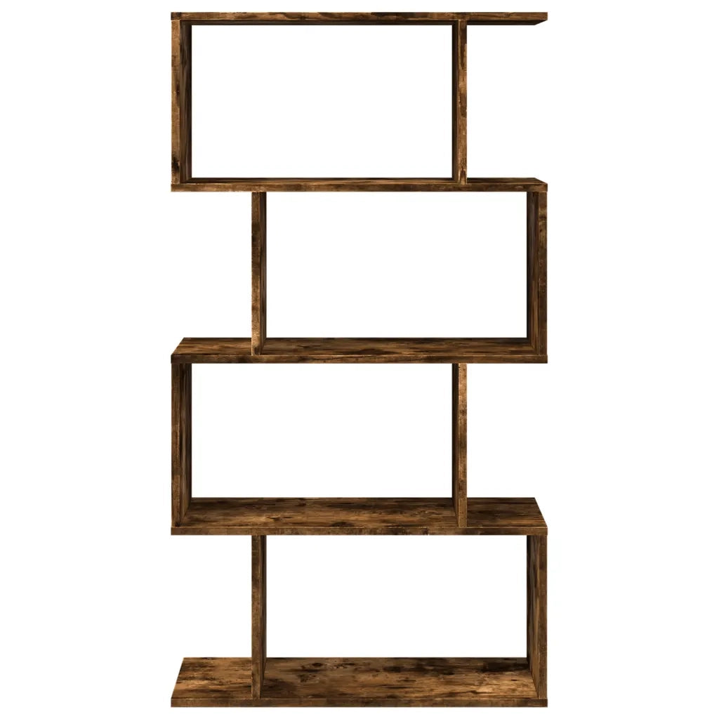 Libreria 4 Ripiani-Scaffale per Libri-Mobile di Stoccaggio Rovere Fumo 70x24x129 cm in Truciolato