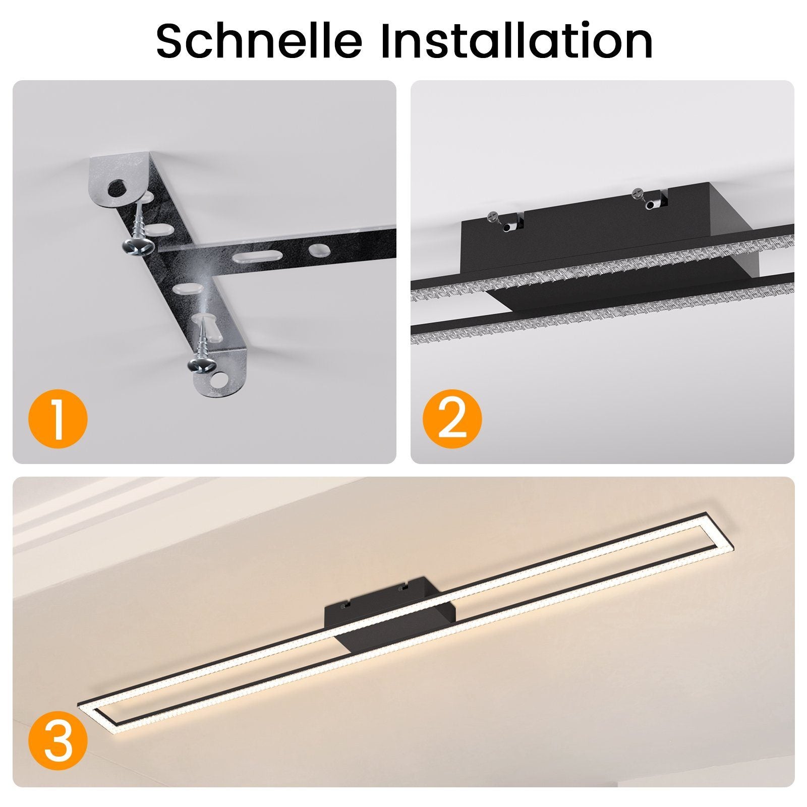 ZMH Lampada da soffitto plafoniera moderna rettangolare cristallo LED 108cm dimmerabile 40W