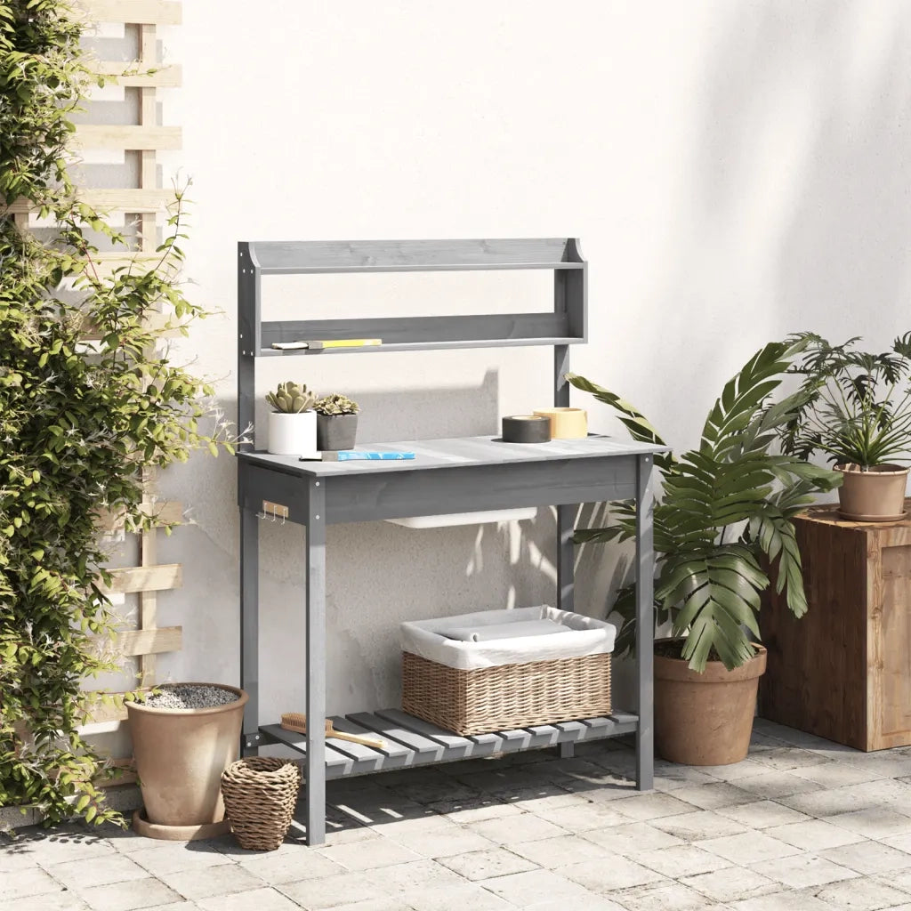 Tavolo Invaso con Lavello Grigio 147,5x44x139,5 Massello Abete CFW2202761