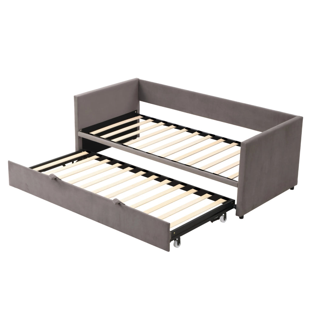Divano letto in velluto grigio, trasformabile in 3 configurazioni, struttura robusta portata 300kg, divano multifunzione per soggiorno