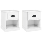 Set di 2 Comodini | Armadio da Notte | Mobiletto da notte Bianco Lucido 39x39x47,5 cm in Legno Multistrato