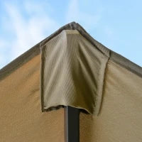 Ombrellone da Giardino XXL 4,6L x 2,7l x 2,4H cm con Base a Croce, Apertura e Chiusura con Manovella, Acciaio e Poliestere ad Alta Densità, Caffè