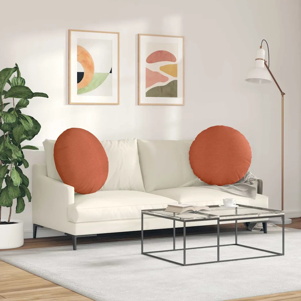 Cuscini per Seduta 2 pcs Rosso Arancio Ø60 x 21 cm