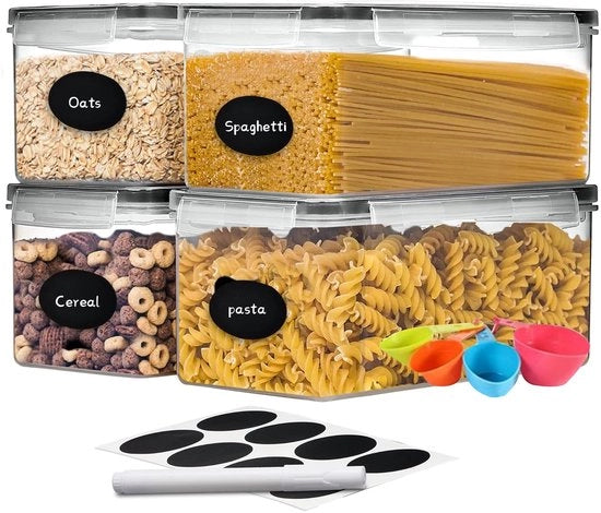 Contenitore a luce a 4 pezzi da 3,2 litri con coperchio, vaschetta a luce per pasta, organizzatore della cucina a luce BPA-free