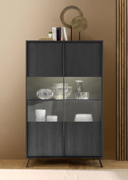 Credenza/Vetrina SALEM nero frassino