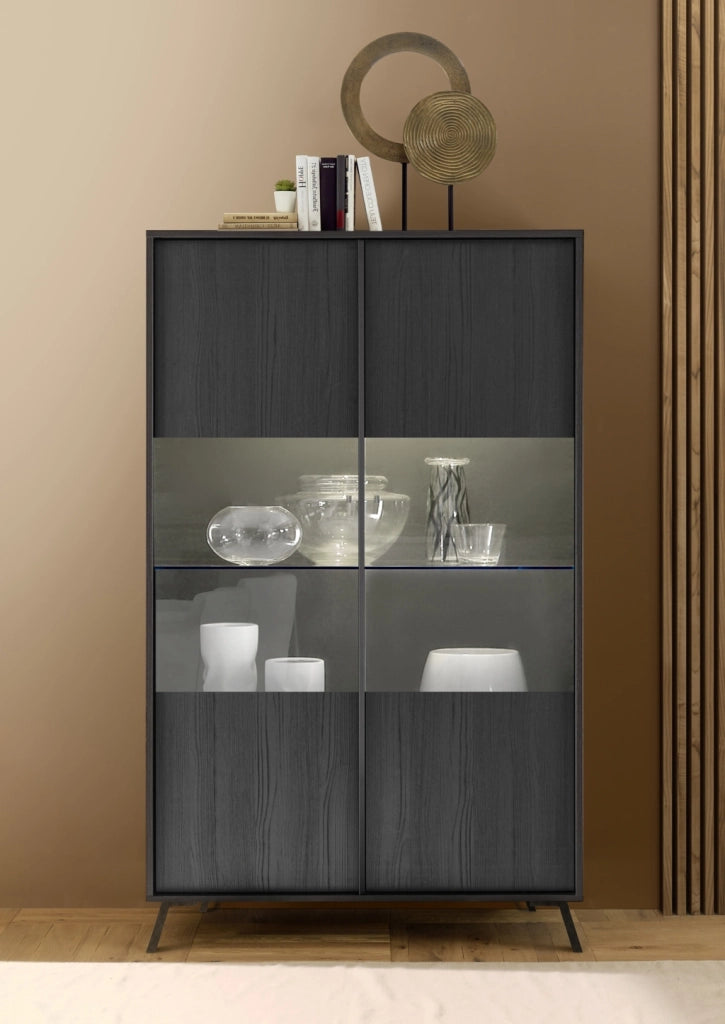 Credenza/Vetrina SALEM nero frassino