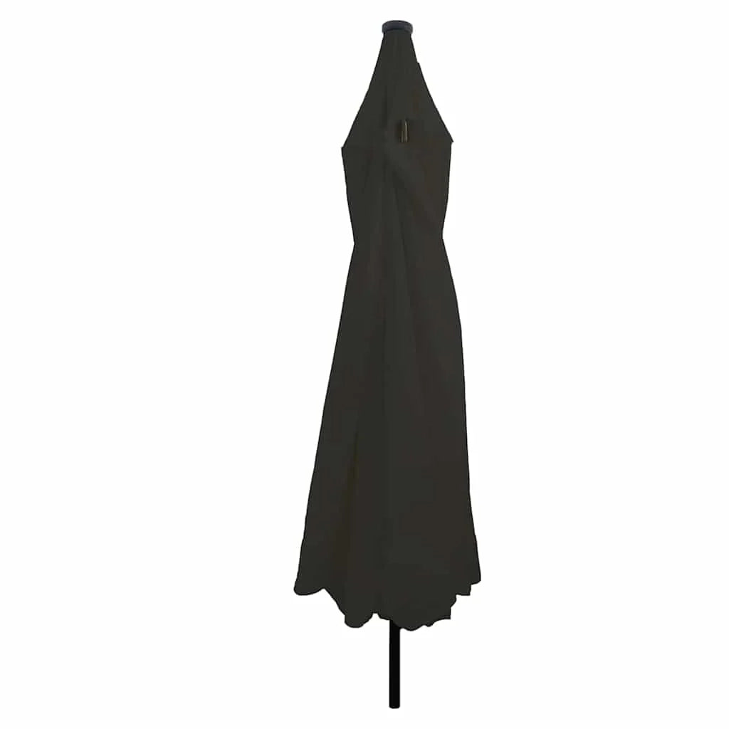 Ombrellone da giardino moderno rotondo e pieghevole 395 x 395 x 245 cm con illuminazione ambientale a LED in poliestere nero. Codice articolo: 02_0058793.