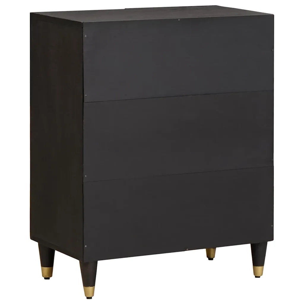 Credenza | Madia | Buffet da pranzo | Armadio da pranzo Nero 60 x 33 x 75 cm Legno di mango massello