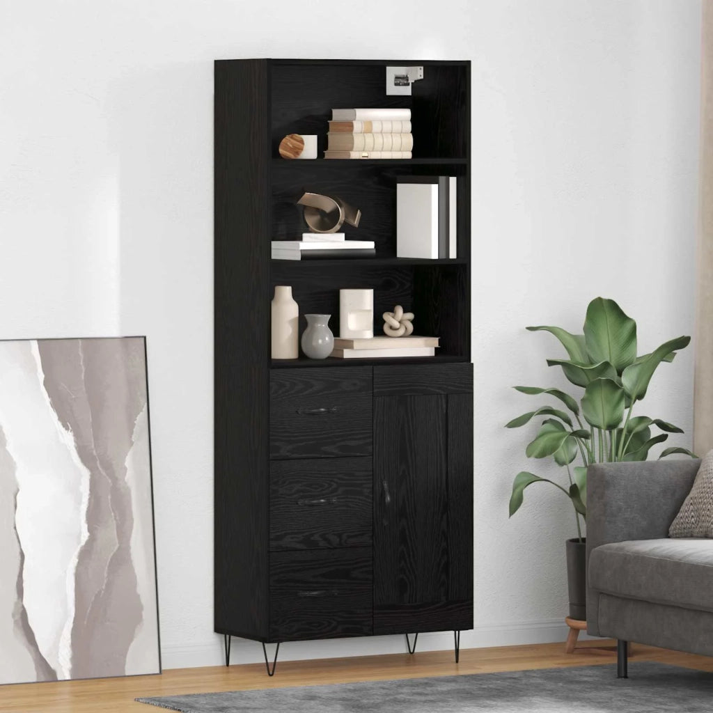 Credenza con cassetto 2 pcs Rovere Nero Legno multistrato 3416107