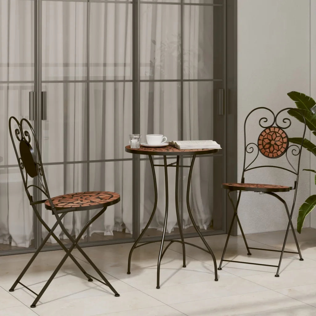 Sedie da Bistrò Pieghevoli 2 pz Terracotta in Ceramica 4003403