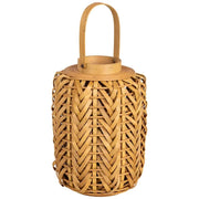 Lanterna in legno marrone con luce a batteria, D21x31h cm
