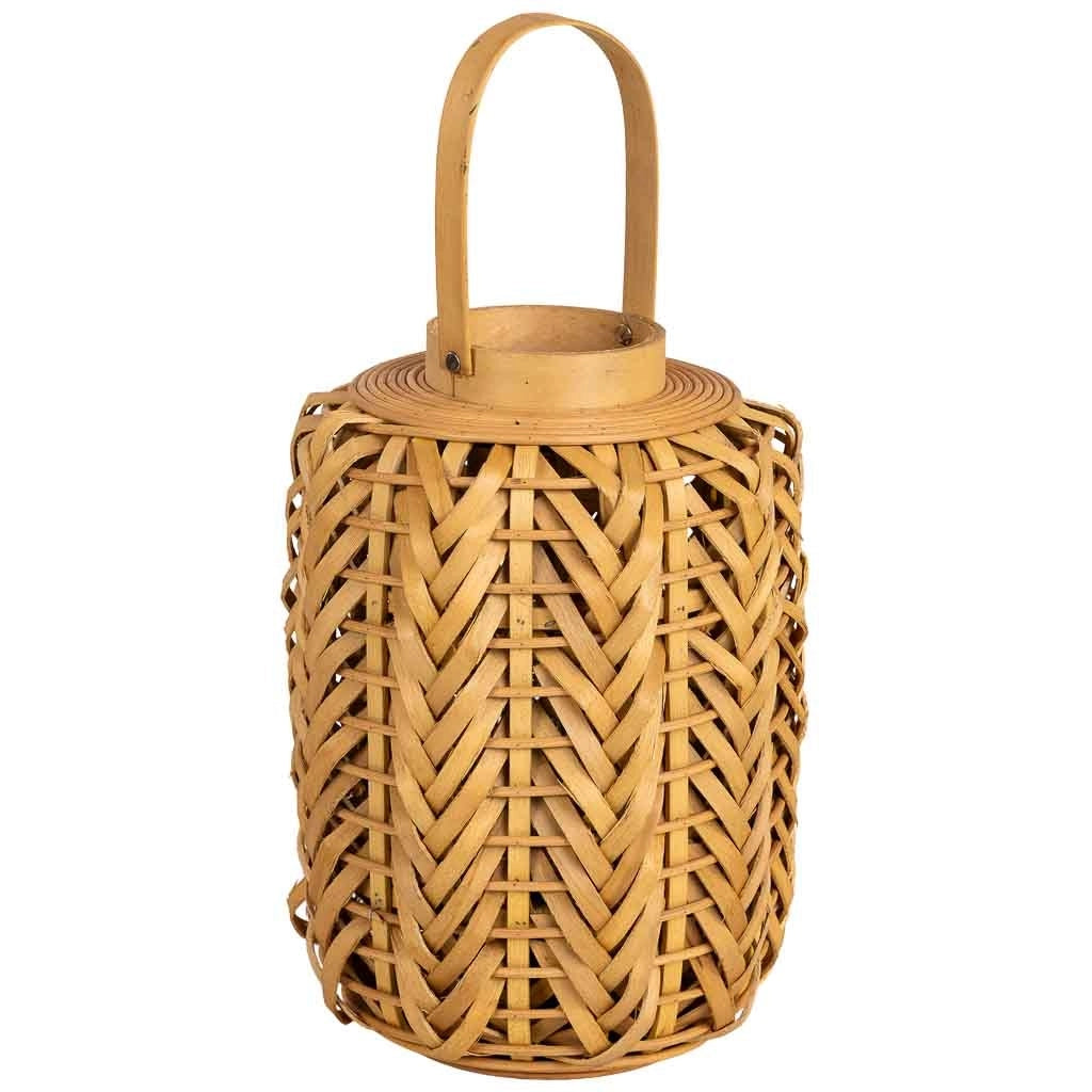 Lanterna in legno marrone con luce a batteria, D21x31h cm