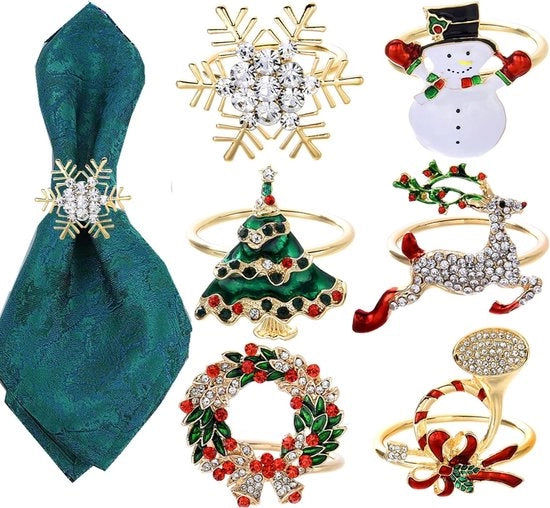 Set di 6 anelli di tovaglietta per Natale Anelli di tovaglietta per Natale set di tovaglietta per Natale per i pasti di Natale Decorazione da tavola per i pasti