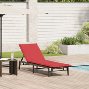 Lettino Prendisole con Cuscino Marrone in Polyrattan