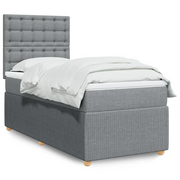 vidaXL Giroletto a Molle con Materasso Grigio Chiaro 80x200 cm Tessuto