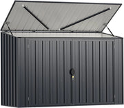 Casetta per Spazzatura Esterna 1,5 m², Capanno Attrezzi Giardino in Metallo Zincato Resistente alle Intemperie con Porta Bloccabile e Tetto Apribile, Struttura a Scatto Pratica