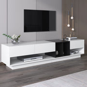 Mobile porta TV a tre cassetti e due vani aperti in truciolare lucido bianco e nero 190 × 40 × 42 cm