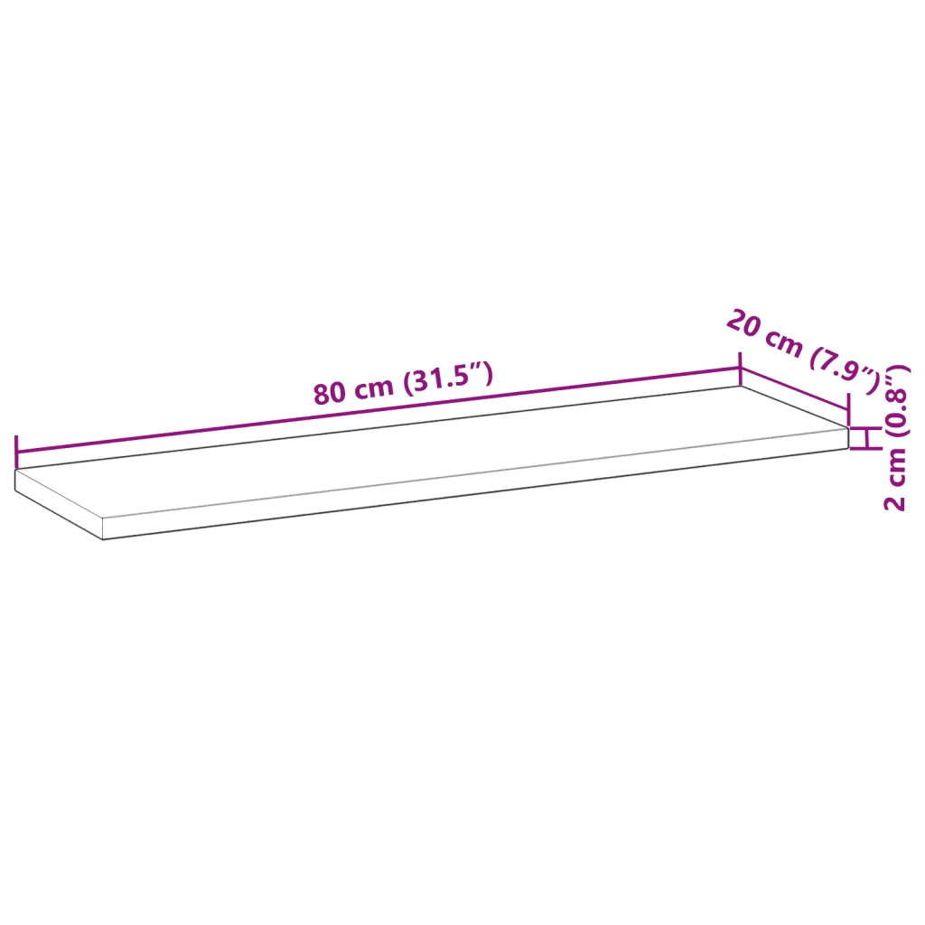 vidaXL Mensole da Parete 4 pz 80x20x2 cm Legno Acacia Non Trattato