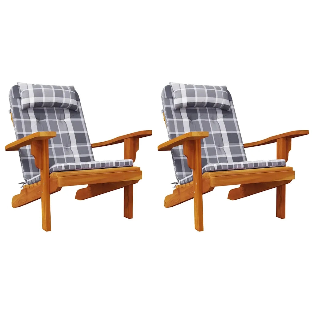 Cuscini Sedia Adirondack 2 pz a Quadri Grigio in Tessuto Oxford