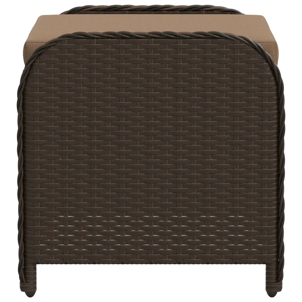 Sgabello Giardino con Cuscino Marrone 58x46x46 cm in Polyrattan CFW7341689