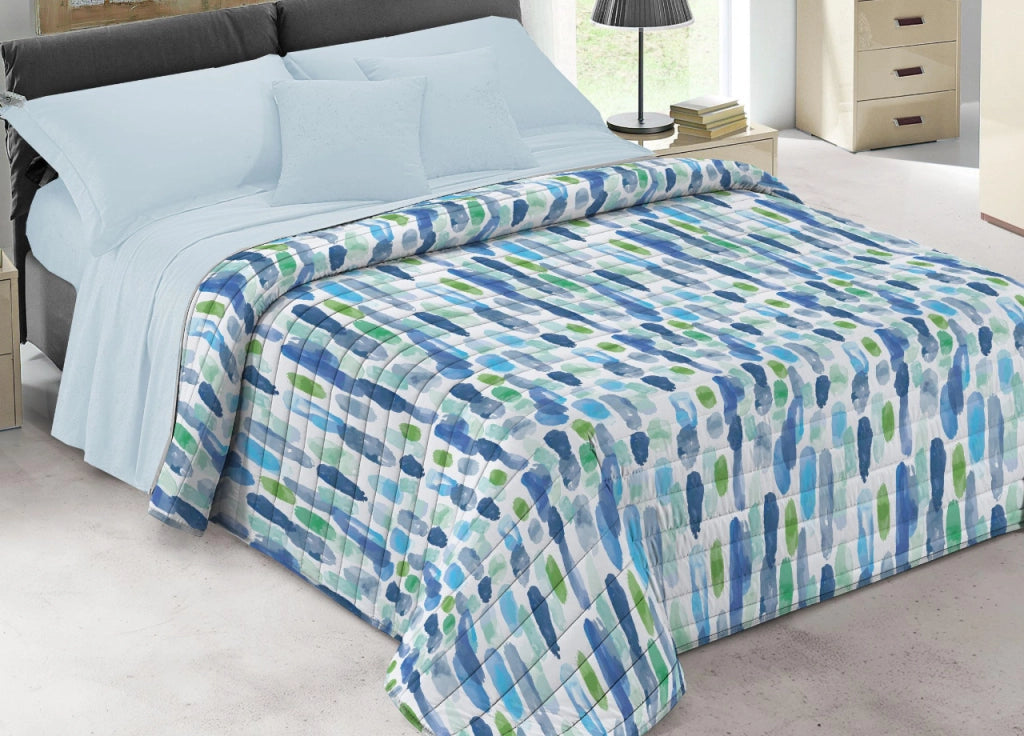 Quilt Trapuntino Piumino Estivo 100gr/mq Microfibra Diadema Acquarello - Matrimoniale - Azzurro D17