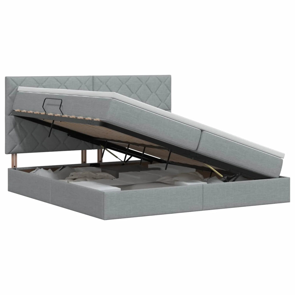 Letto con contenitore e materasso Grigio Chiaro 200 x 200 cm 3459588