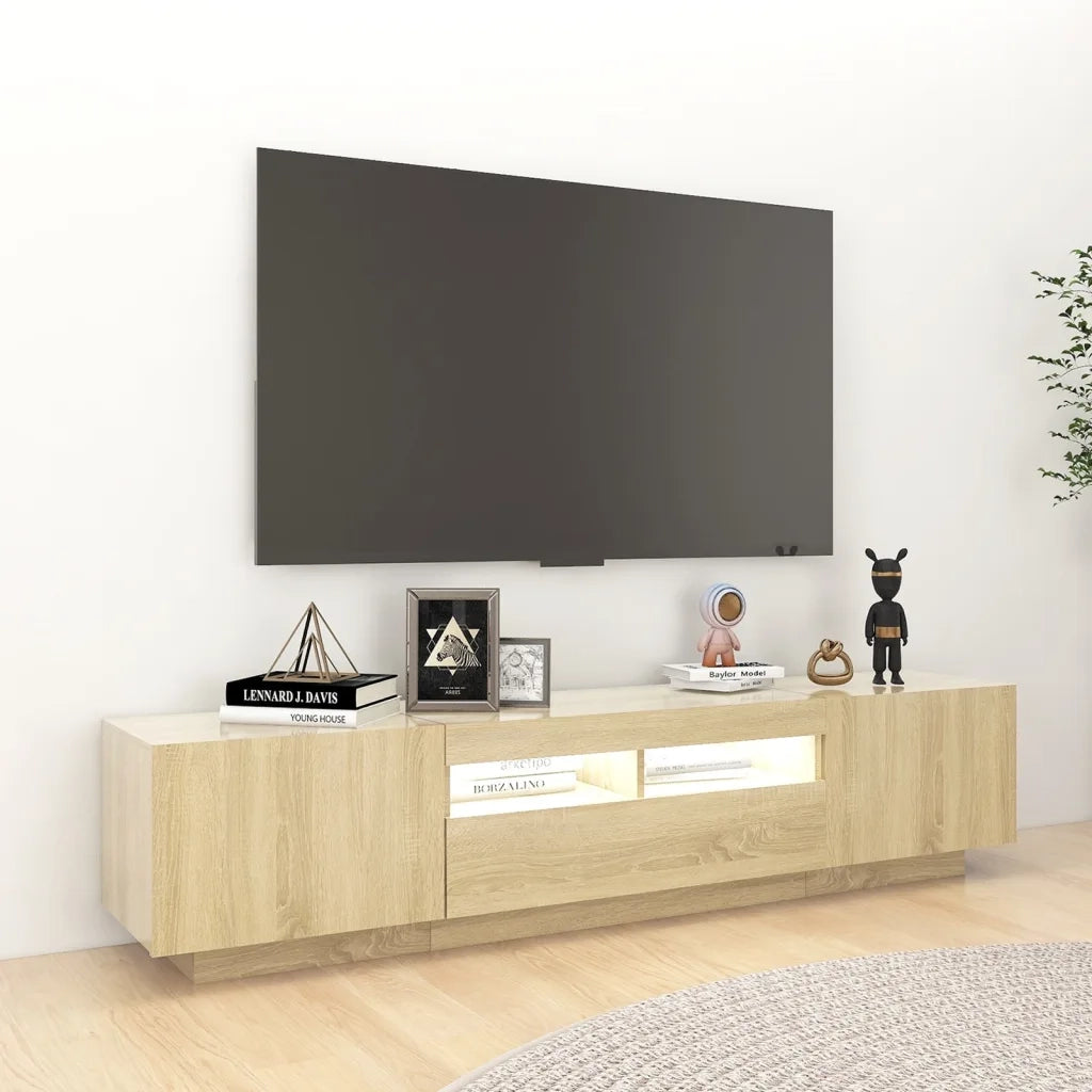Mobile Porta TV con Luci LED Rovere Sonoma 180x35x40 cm 3081900
