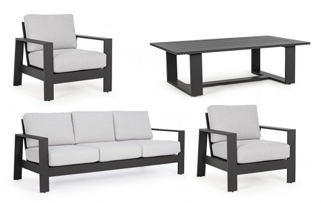 Set Salotto da Giardino Divano 2 Poltrone e Tavolino Baltic Antracite